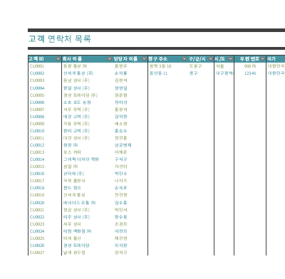 고객 연락처 목록